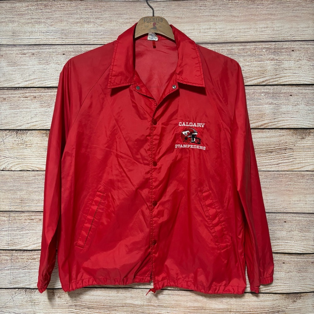 Vintage Starter Calgary Stampeders CFL Men's Large Red Windbreaker Coach Jacket